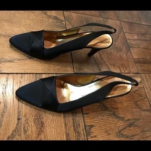 Black Silk Sling-back Tuxedo heels